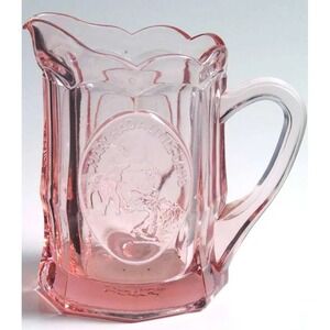 Vintage Tiara Exclusives Pink Glass Children's‎ Nursery Rhyme Pitcher